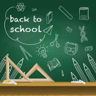 Back to school doodle style on chalkboard background vector N2