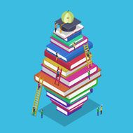 Isometric education graduation back school 3d concept People scrambling to