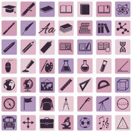 Vector Set of 49 Education Icons School and University