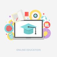Online education concept vector illustration flat style