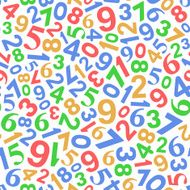 Seamless Background with Color Numbers on White Vector