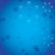 Molecule illustration blue background
