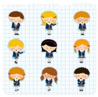 School kids Schoolboy schoolgirl uniform illustration vector N2