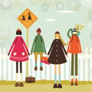 Kids at the school bus stop N2