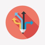 pencil ribbon arrow flat icon with long shadow eps10