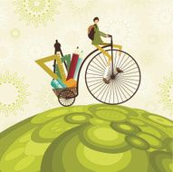 School boy and bicycle N2
