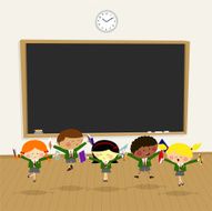 Back to school pupil happy classroom kids illustration vector N2