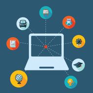 Flat concept set modern design with shadow education icons