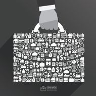 infographic Template with businessman hand hold business bag