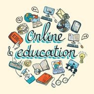 Online education icon sketch