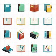 Books icons and library with white background