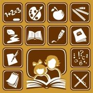 School icons set N6