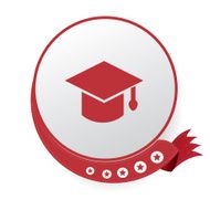 Congratulation symbol Red button on White background vector