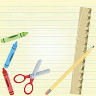 Various Art Tools On a Primary School Paper Background N2