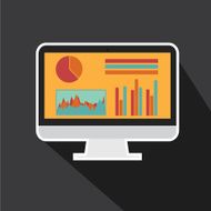 Vector of computer monitor with information analysis