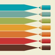Creative infographics background with colored pencils