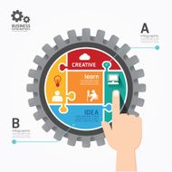 Gears Infographics push Template jigsaw banner