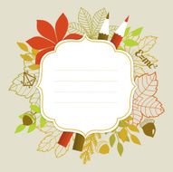 Frame with autumn leaves and pencils