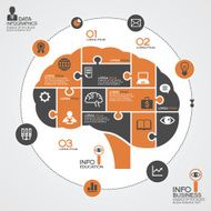 Template abstract human brain surrounded infographic business