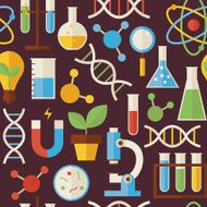 Flat Seamless Pattern Education Science and Research Objects ove