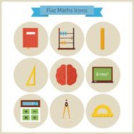 Flat School Maths and Physics Icons Set