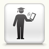 Square Button with Graduate Holding Tablet