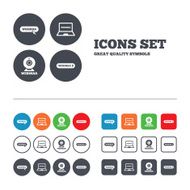 Webinar icons Web camera and notebook pc signs
