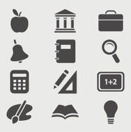 School Icons Set Vector N2