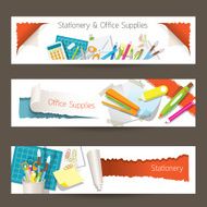 Office and Stationery Supplies Objects Banner