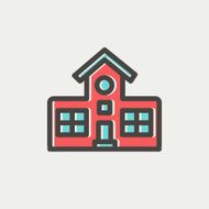School building thin line icon