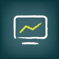 Computer chalk hand-drawn icon with yellow graph