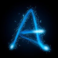 3d blue sparkler firework letter A