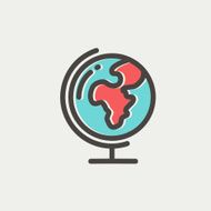 World globe with stand thin line icon