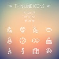 Education thin line icon set