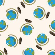 classroom globe cartoon seamless pattern background