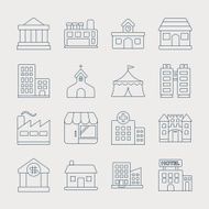 Building line icon set