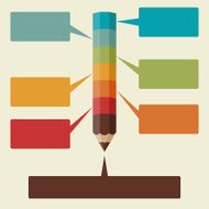 Creative infographics background with colored pencils N2