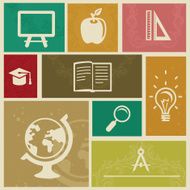 Set with vintage education labels - vector illustration