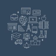 School line icon circle set N2