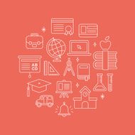 School line icon circle set N3