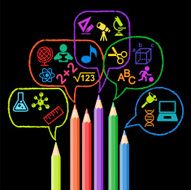 pencils Speech Bubble and Icons