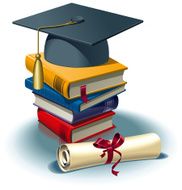 Mortar board on the stack of books