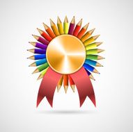 Education pencil award rosette with ribbon