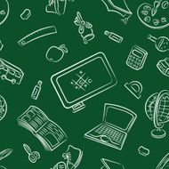 Seamless pattern with public school and graduation objects N2