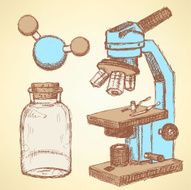 Sketch chemical set in vintage style