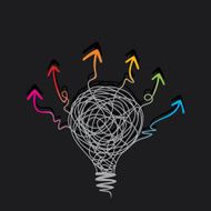 creative bulb sketch by pencil with colorful arrow design