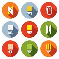 Stationery items icon set