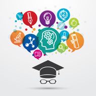 Education theme background with hat and icons