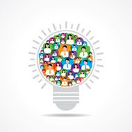 Group of male and female icons make a light-bulb