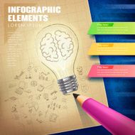 creative concept infographic with lighting bulb and pencil